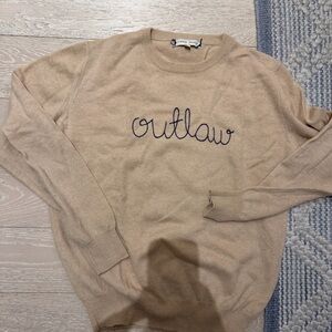 Lingua Franca Beige Sweater with 'Outlaw' Embroidery